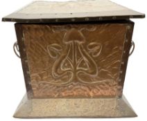 Arts and Crafts copper coal box