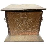 Arts and Crafts copper coal box