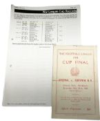 1941 Football League Cup Final replay programme Arsenal v Preston N.E. at Blackburn; single folded s