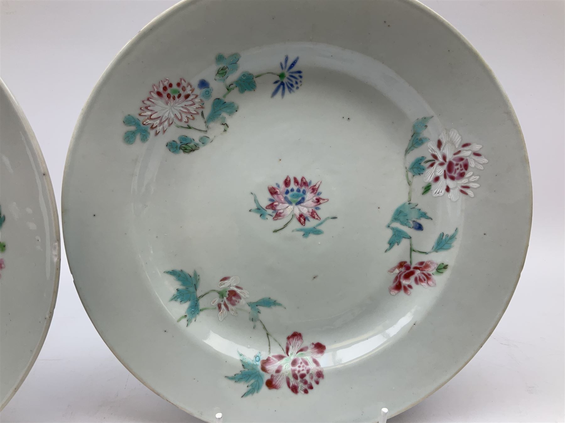 Three 18th century Chinese porcelain plates - Image 2 of 19