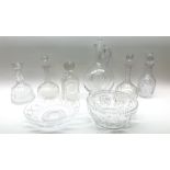 Large modern clear glass decanter or claret jug
