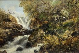 E Fraser (Scottish 19th century): Picnic Next to Roaring Waterfall