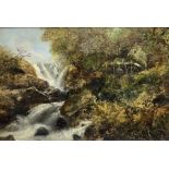 E Fraser (Scottish 19th century): Picnic Next to Roaring Waterfall