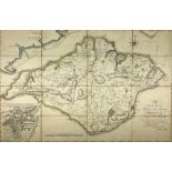 John Albin (British 18th/19th century): 'The Isle of Wight' engraved folding map with later hand-col