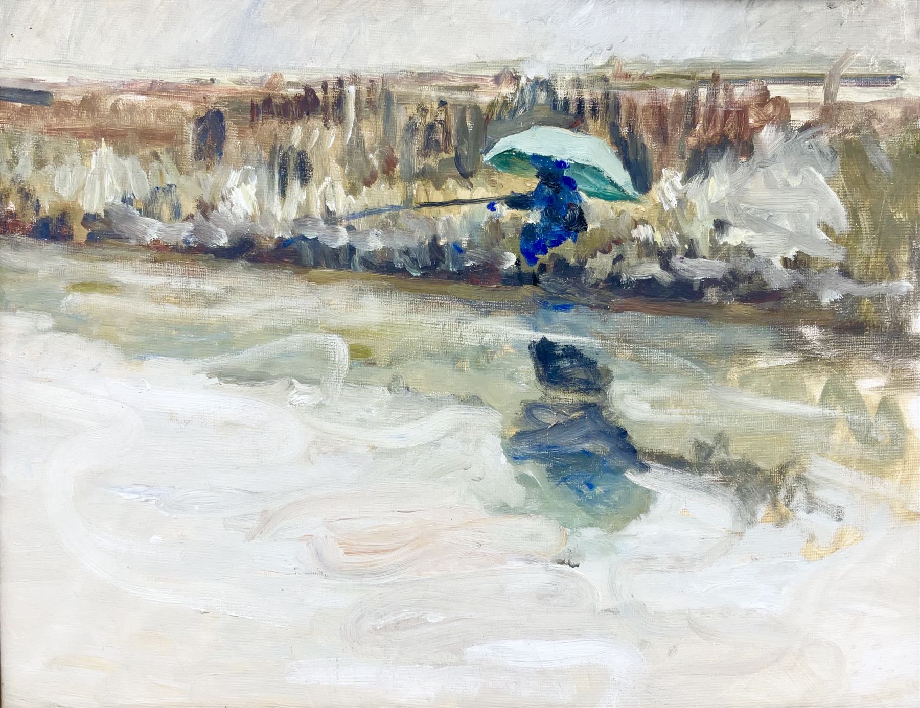 Impressionist School (20th century): Fisherman on the Riverside