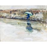 Impressionist School (20th century): Fisherman on the Riverside
