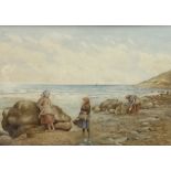 Kate E Booth (British fl.1850-1898): 'The Limpet Pickers'