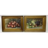 M Grieve (British 20th century): Still Life of Apples and Still Life of Mixed Fruit