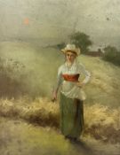 English School (19th century): Country Girl at Dawn