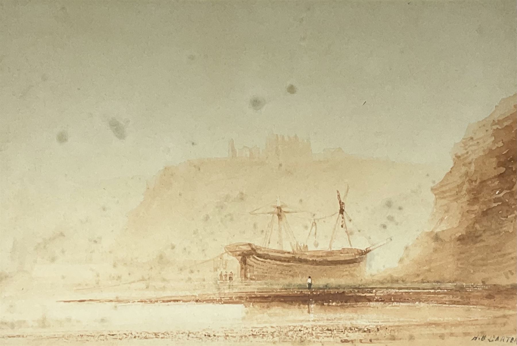 Henry Barlow Carter (British 1804-1868): Large Ship Anchored at Whitby