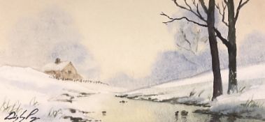 Digby Page (British 1945-): Winter Countryside Landscapes