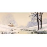 Digby Page (British 1945-): Winter Countryside Landscapes