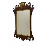 Chippendale style mahogany wall mirror with eagle pediment