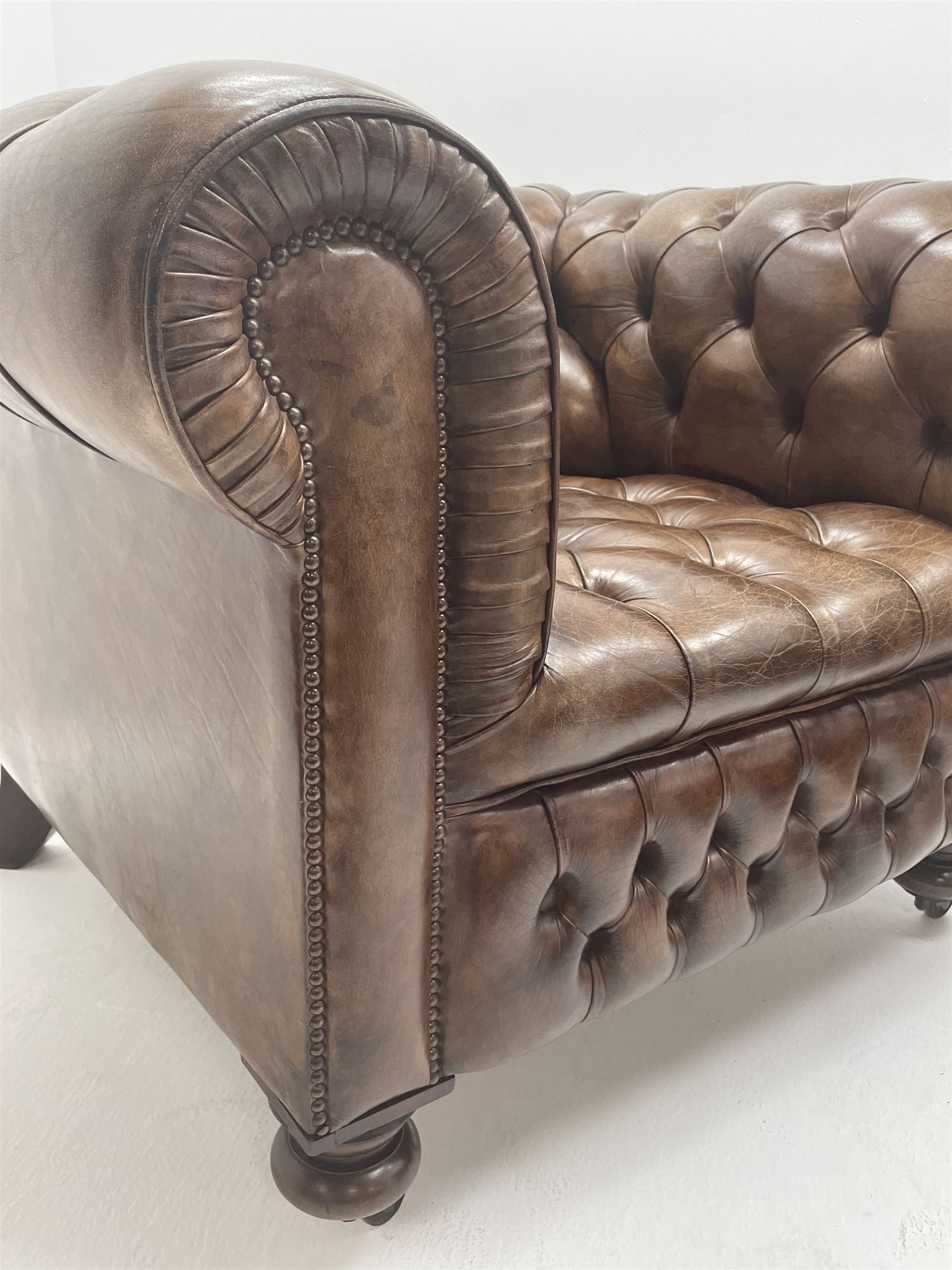 Large pair of Country House chesterfield club armchairs of generous proportions - Image 2 of 6