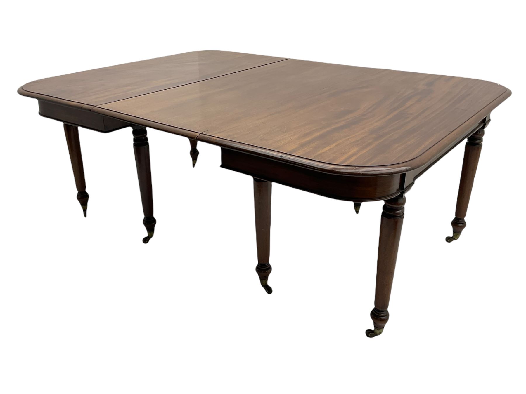 19th century figured mahogany dining table - two D-ends and leaf - Image 2 of 3