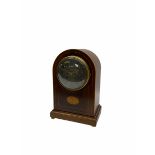 Edwardian eight-day Mahogany cased mantle clock striking the hours and half hours on a coiled gong