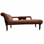 Late Victorian walnut framed chaise longue