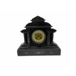 19th century Belgium slate mantle clock with an eight-day French rack striking movement striking the