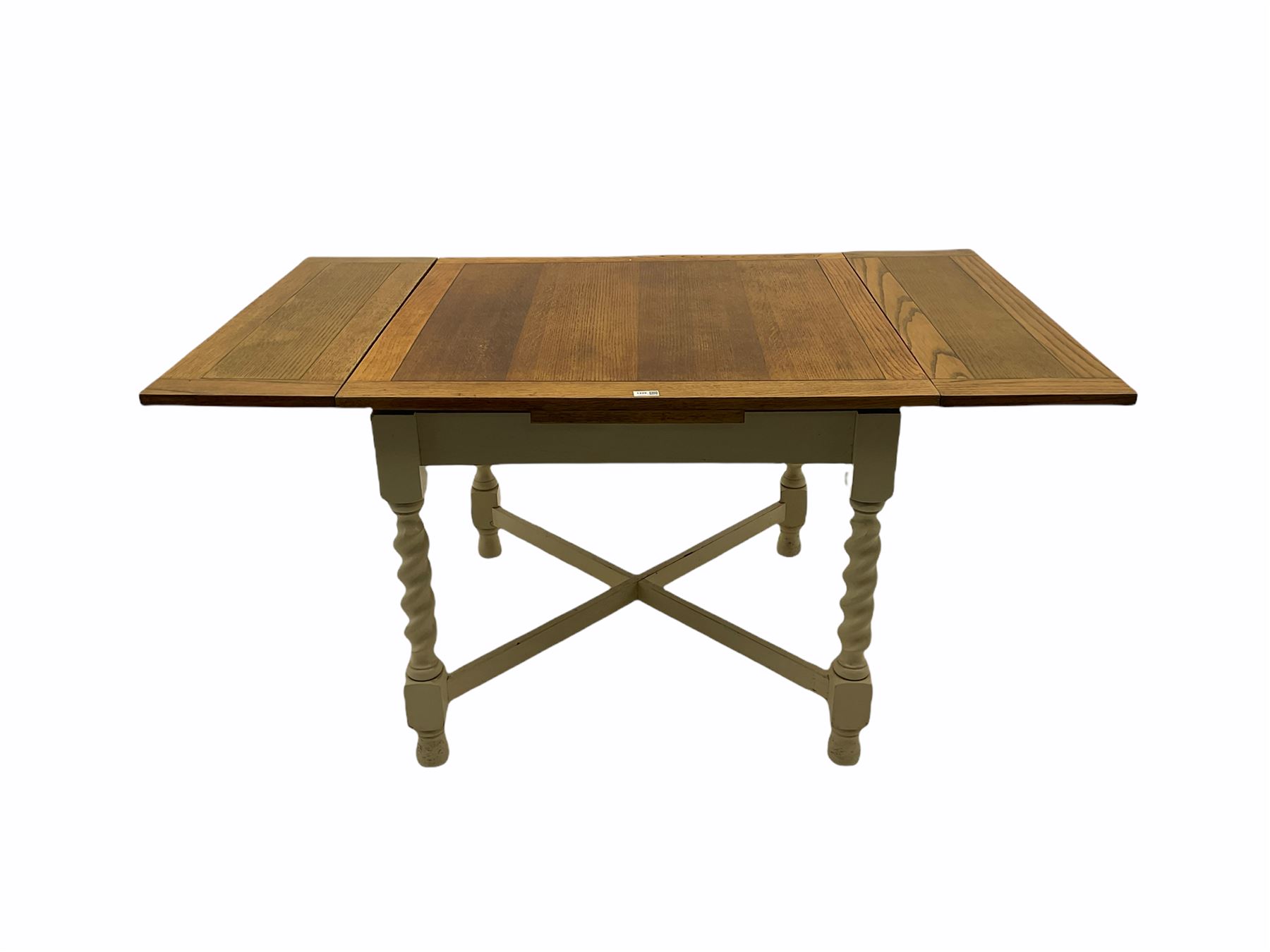 Early 20th century oak barley twist drawer leaf dining table - Image 3 of 3