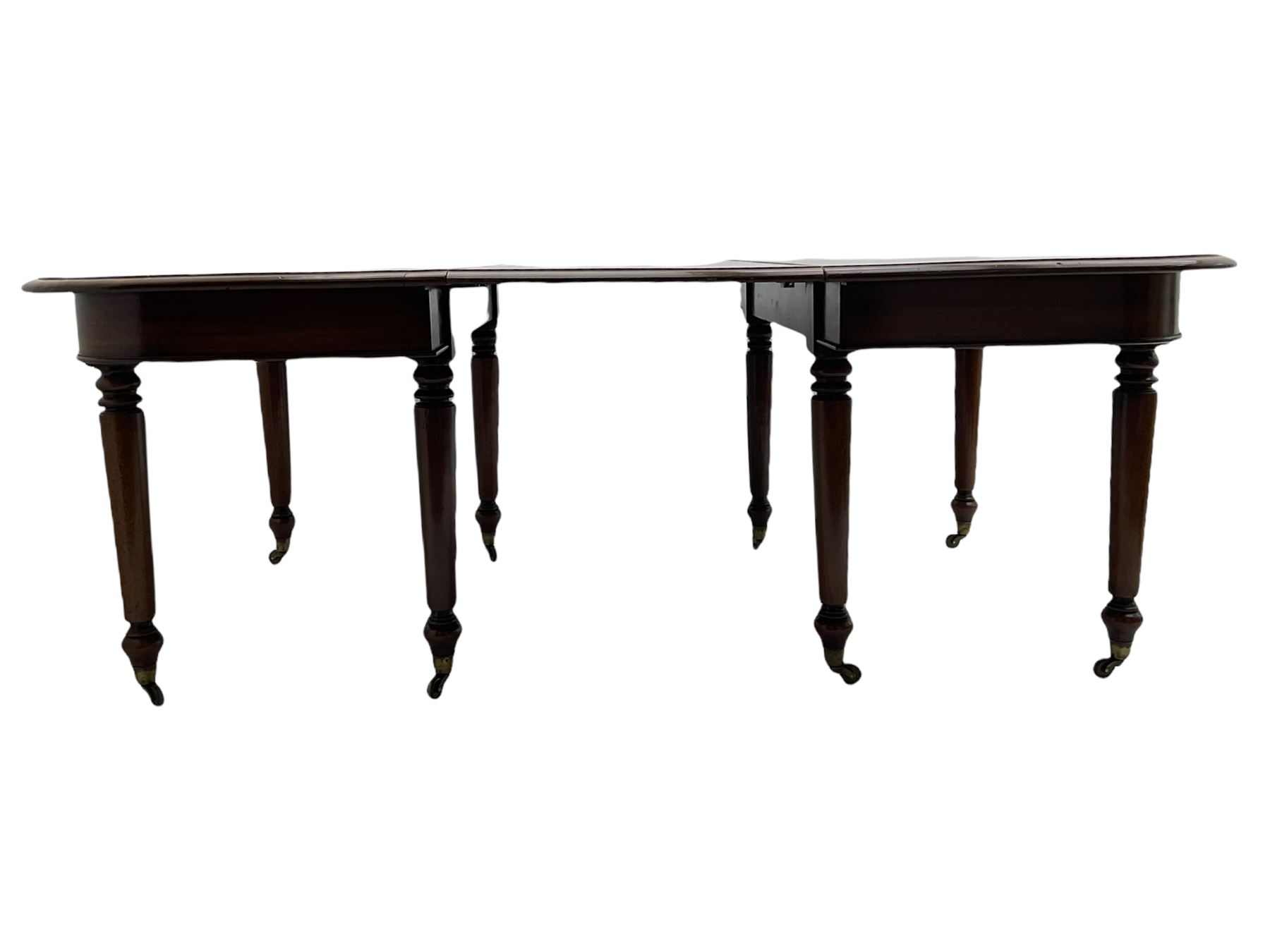 19th century figured mahogany dining table - two D-ends and leaf