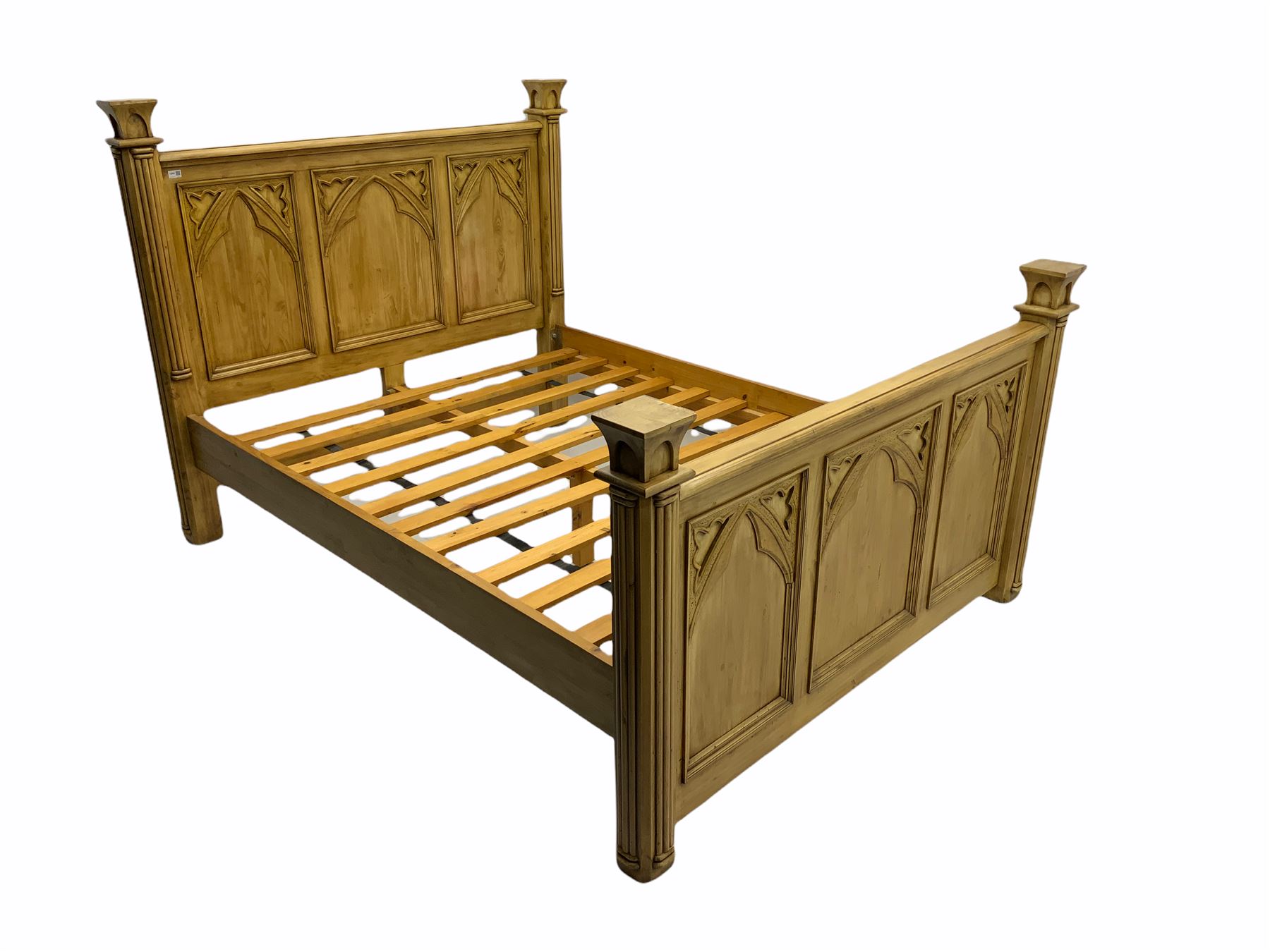 Polished pine 5� Kingsize double bedstead - Image 2 of 4