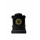 Late 19th century Belgium slate mantle clock with an eight-day French rack striking movement strikin