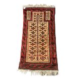 Baluch red and light brown ground prayer rug