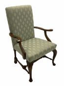 Georgian style stained beech frame open armchair