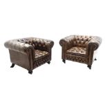 Large pair of Country House chesterfield club armchairs of generous proportions