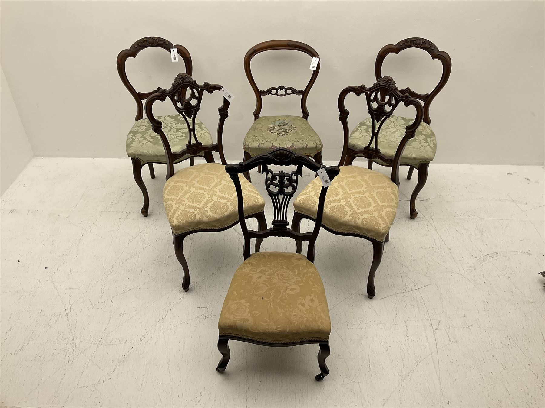 Pair Victorian walnut bedroom chairs - Image 3 of 4