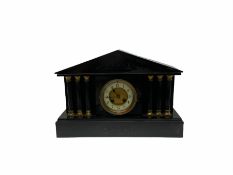 Early 20th century Belgium slate mantle clock with an eight-day French rack striking movement striki
