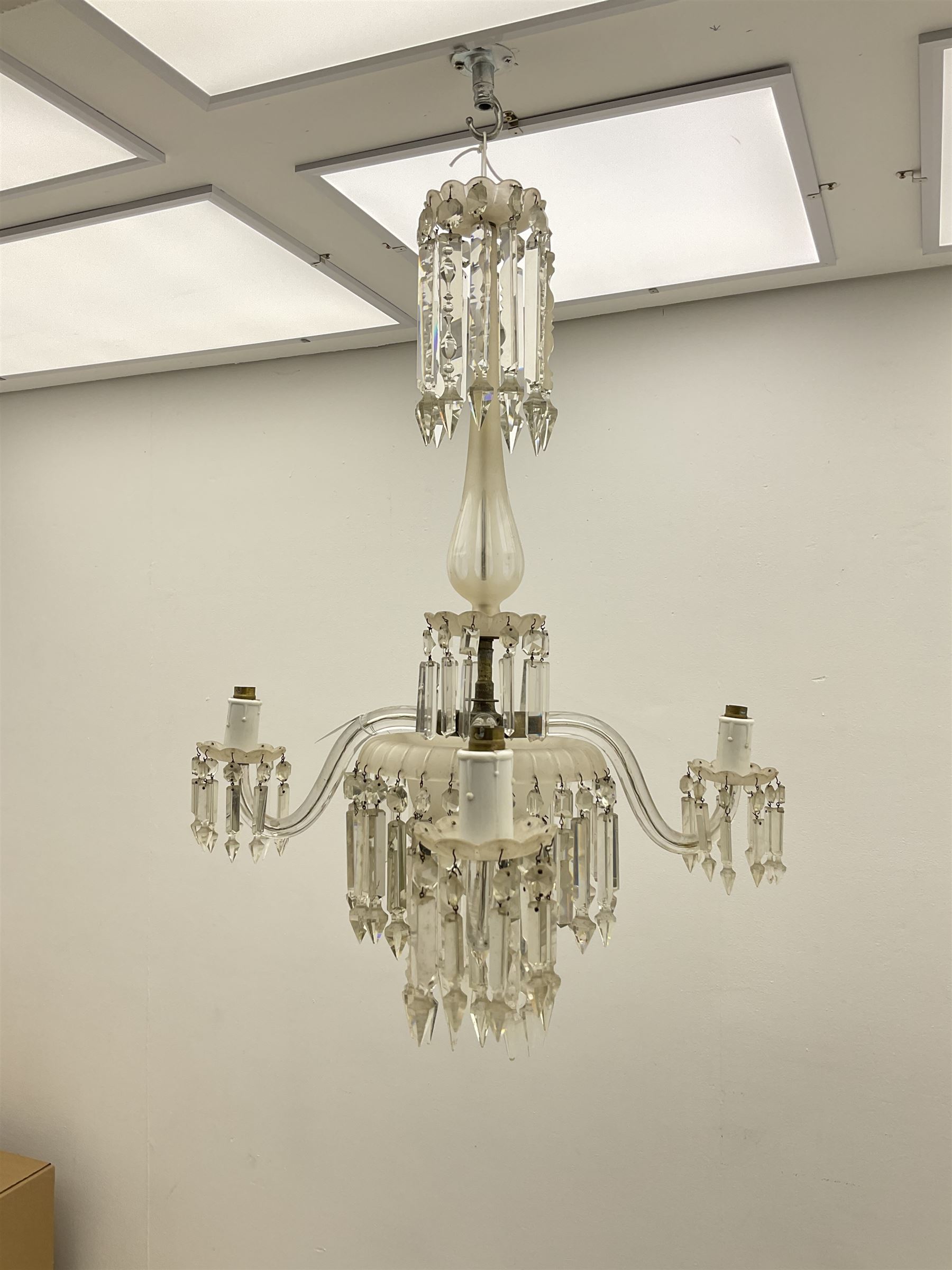 Mid 20th century Scandinavian glass chandelier - Image 5 of 7