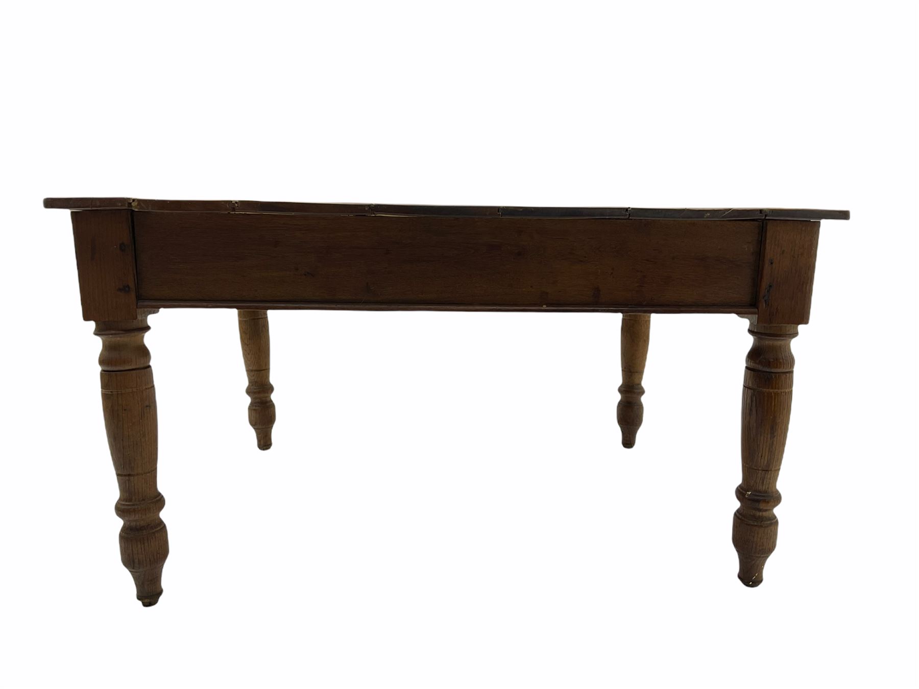 19th century oak and sycamore kitchen table - Image 2 of 8