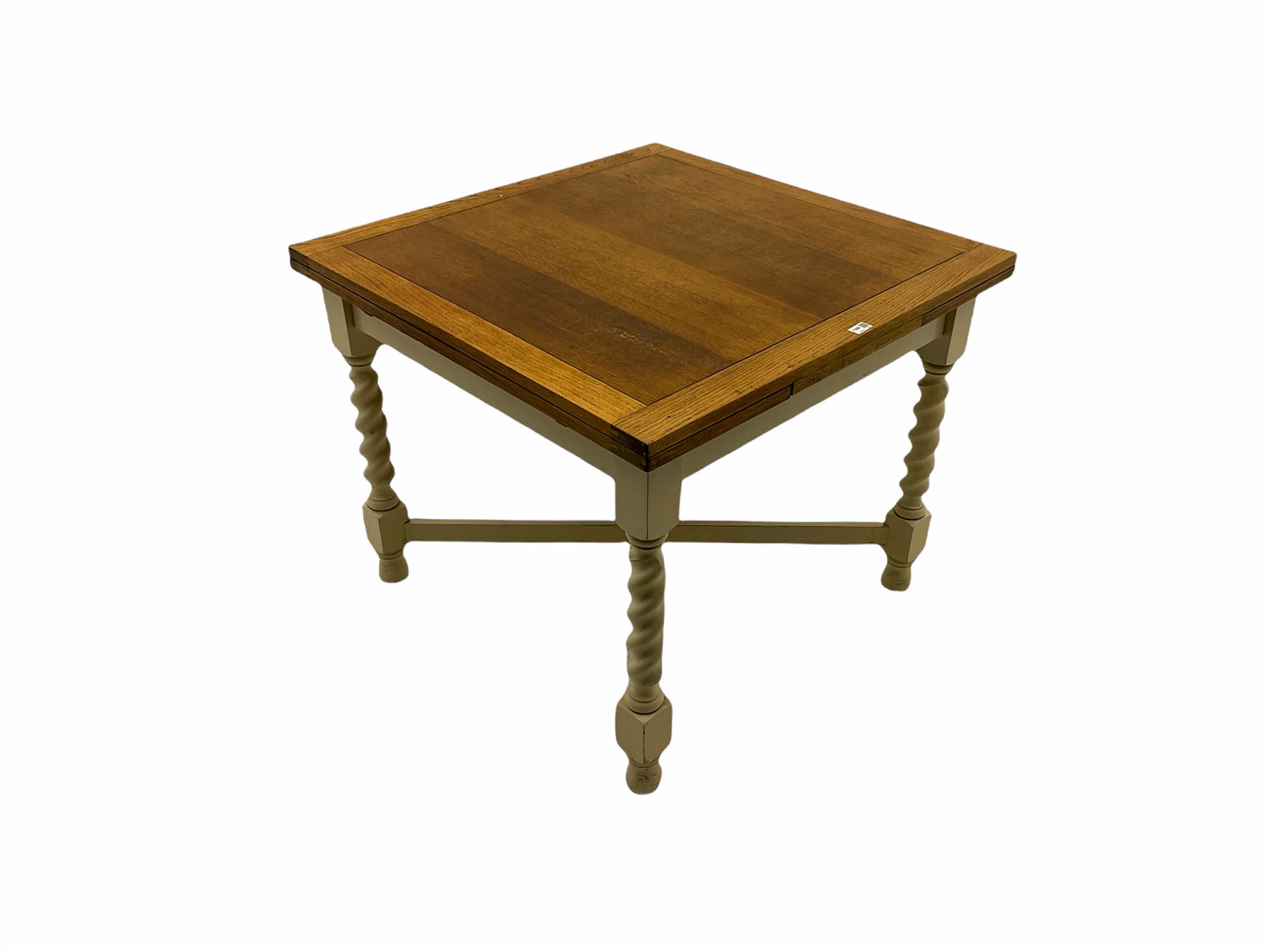 Early 20th century oak barley twist drawer leaf dining table - Image 2 of 3