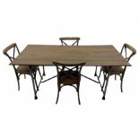 Barker & Stonehouse - oak and metal dining table and four x back dining chairs