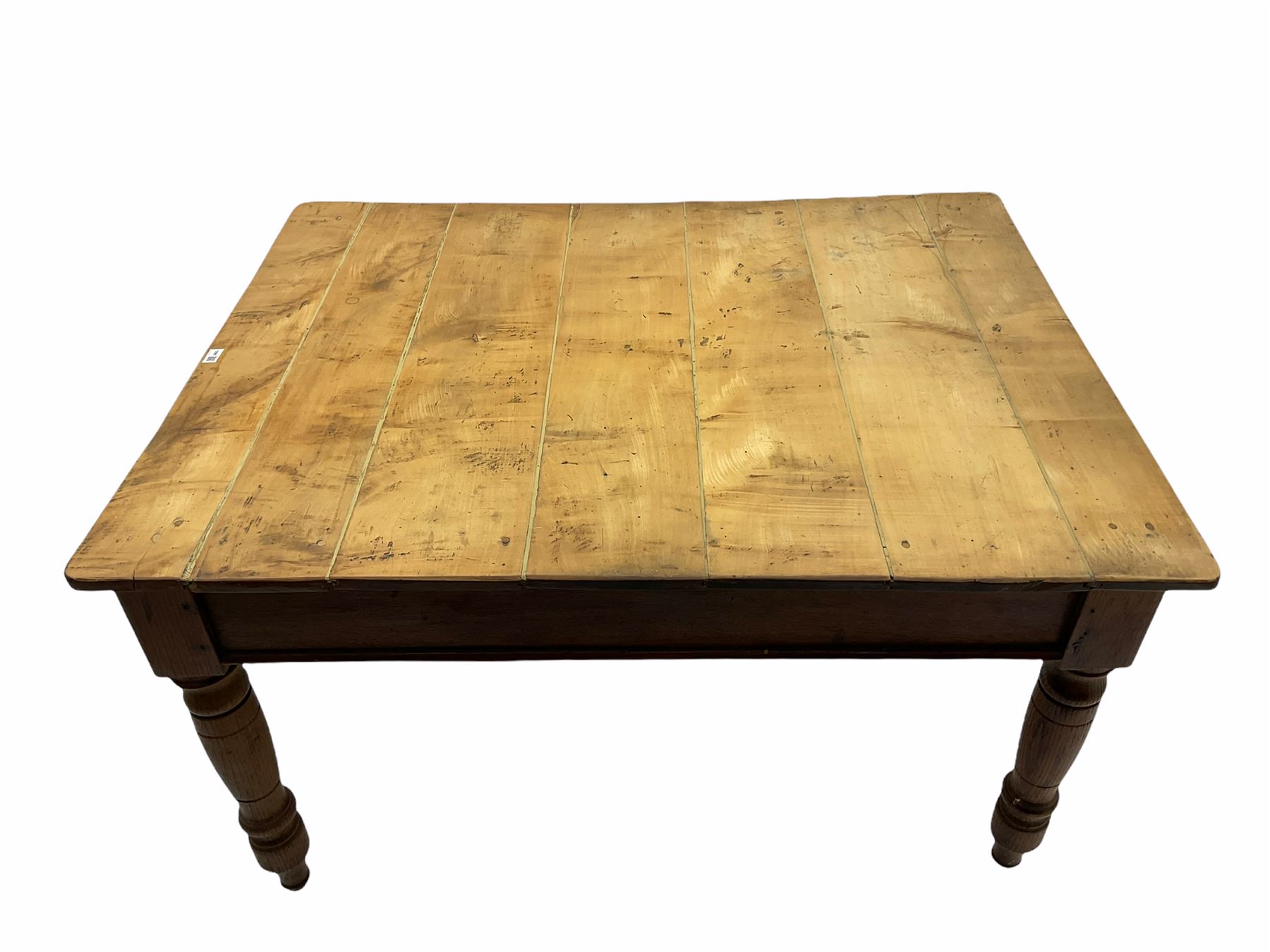 19th century oak and sycamore kitchen table - Image 3 of 8