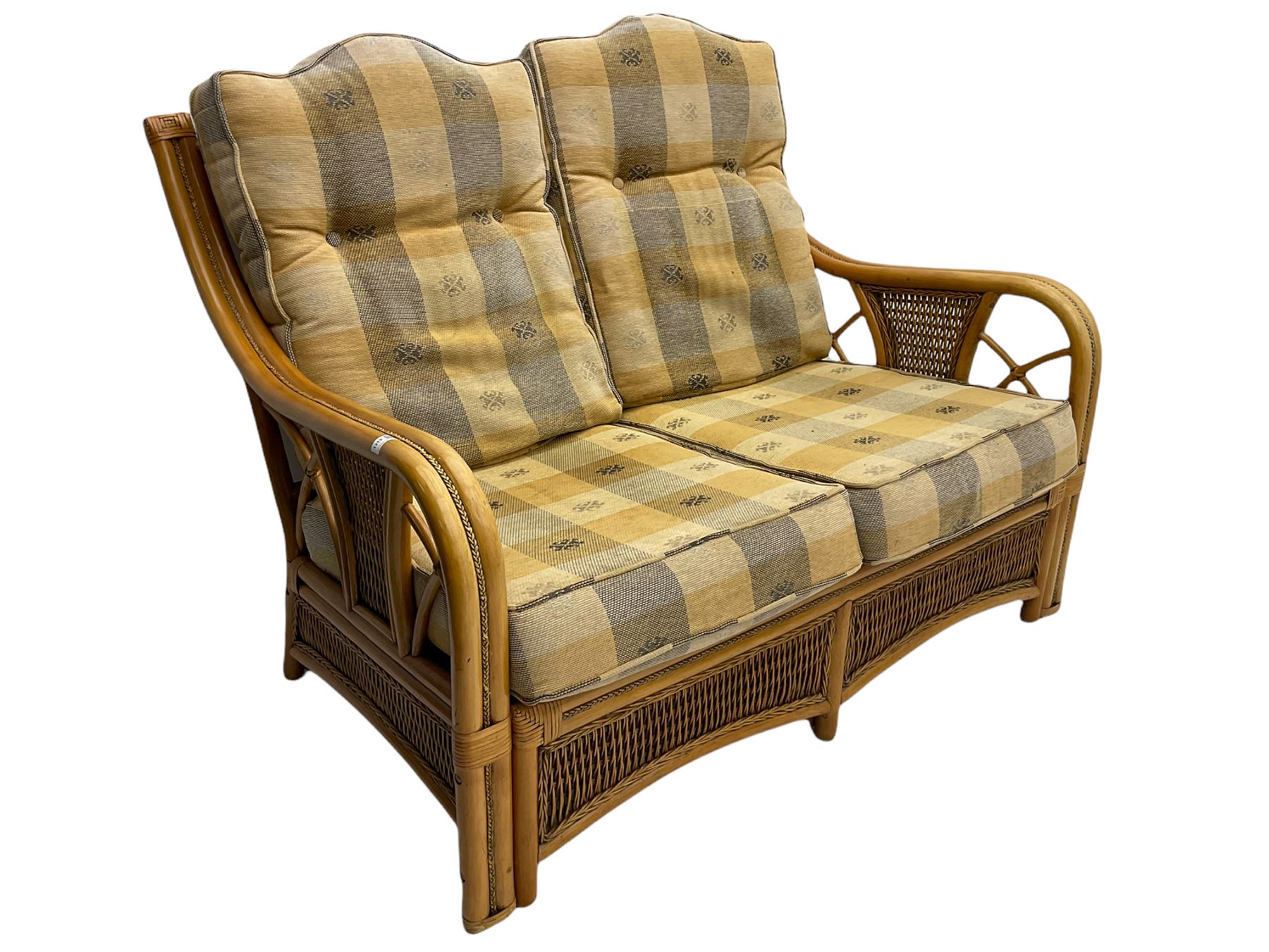 Two seat bamboo and cane conservatory sofa - Image 4 of 12