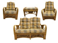 Two seat bamboo and cane conservatory sofa