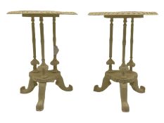 Pair Victorian style white painted side lamp tables