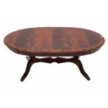 Late 20th century oval mahogany coffee table