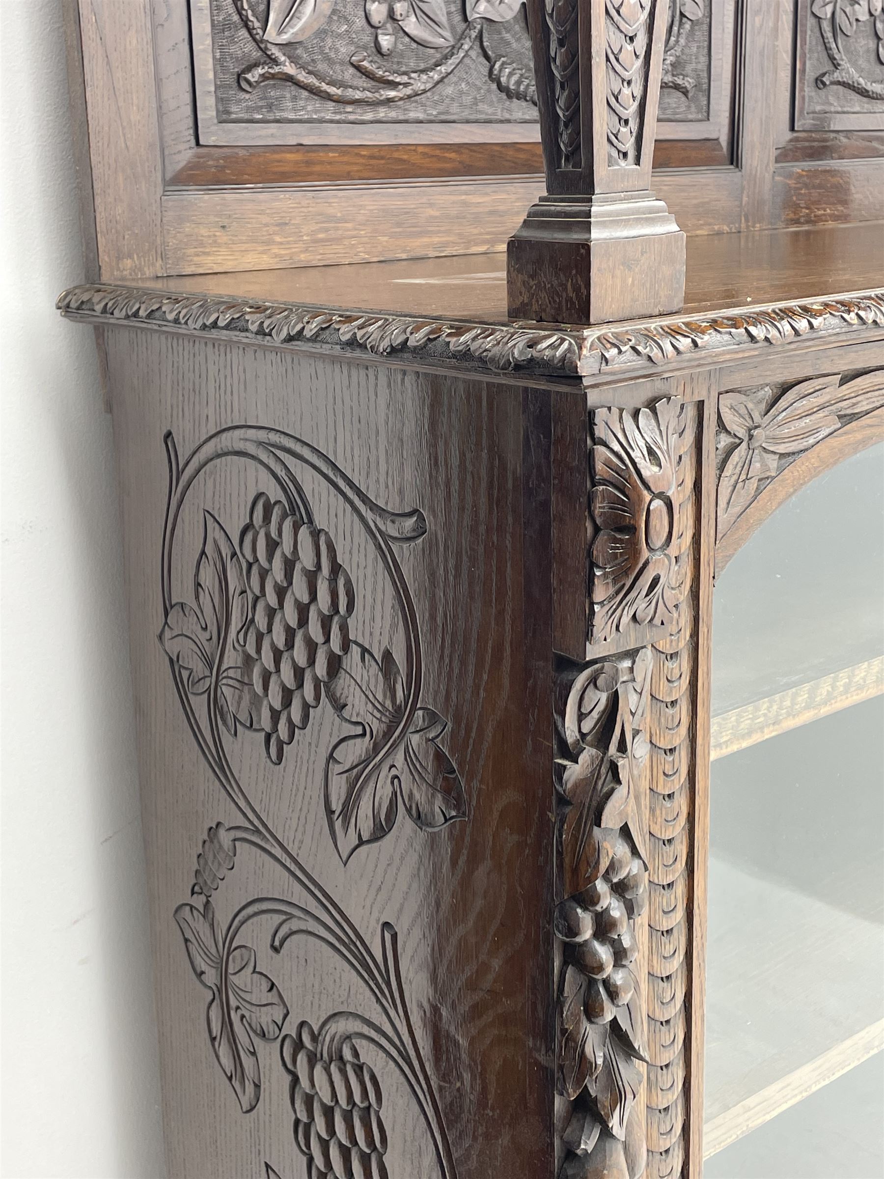Victorian heavily carved oak buffet cabinet - Image 2 of 6