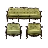 Late 20th century continental baroque three piece lounge suite