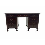 Early to mid 20th century mahogany twin pedestal desk