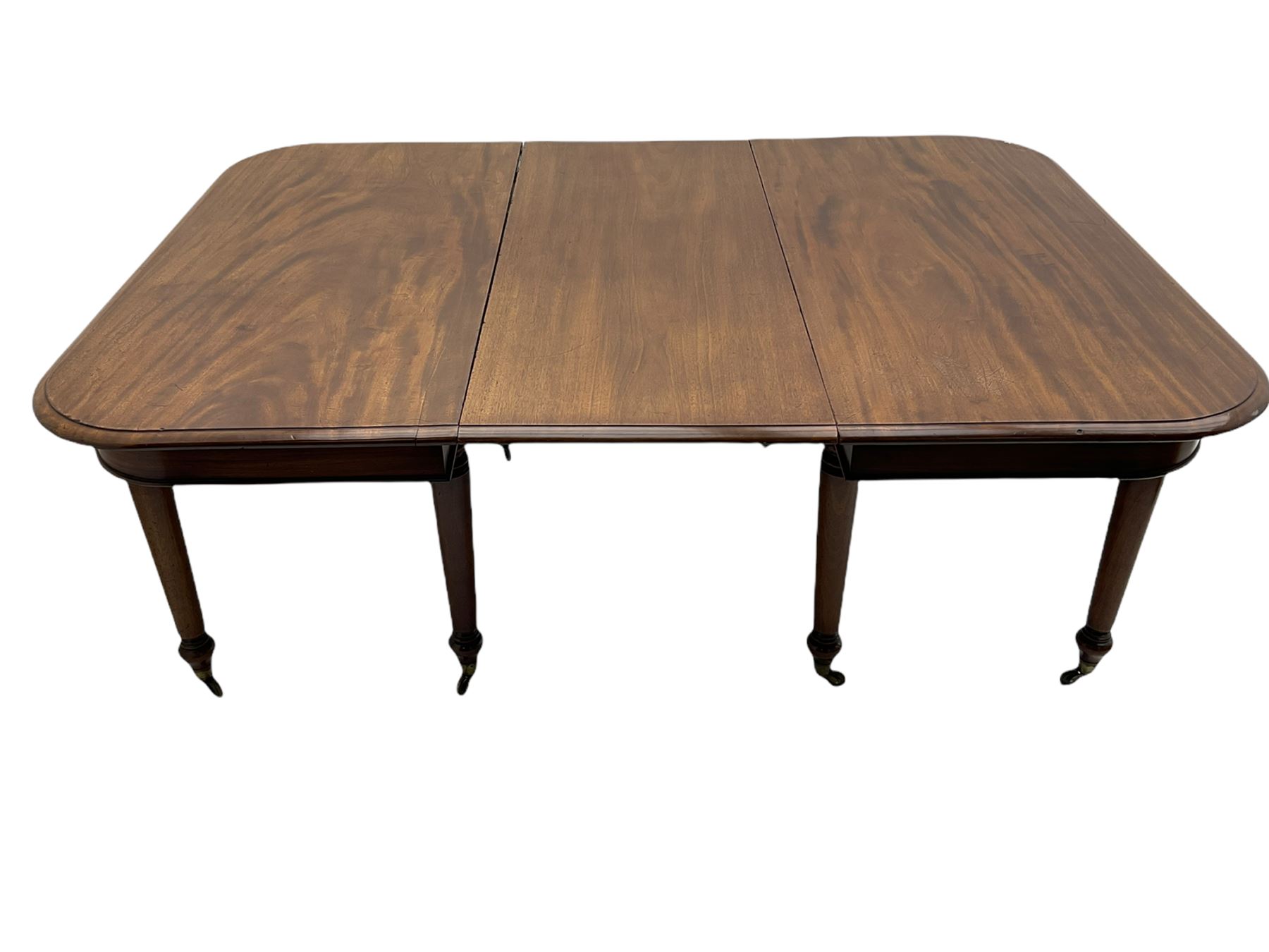 19th century figured mahogany dining table - two D-ends and leaf - Image 3 of 3