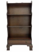 20th century mahogany waterfall bookcase with drawer
