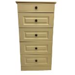 Cream finish five drawer chest