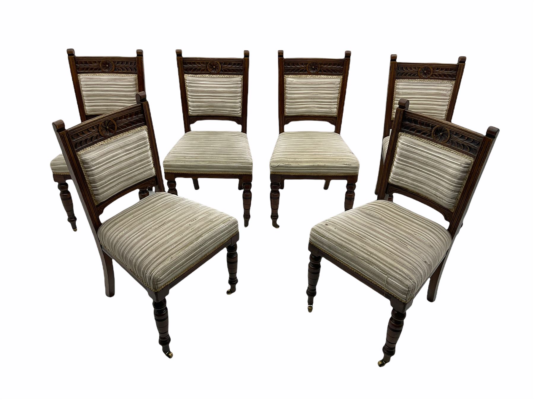 Set of six Edwardian carved oak salon chairs - Image 2 of 5