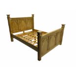 Polished pine 5� Kingsize double bedstead