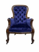Victorian style walnut framed armchair