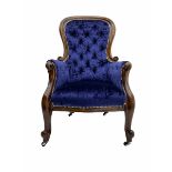 Victorian style walnut framed armchair